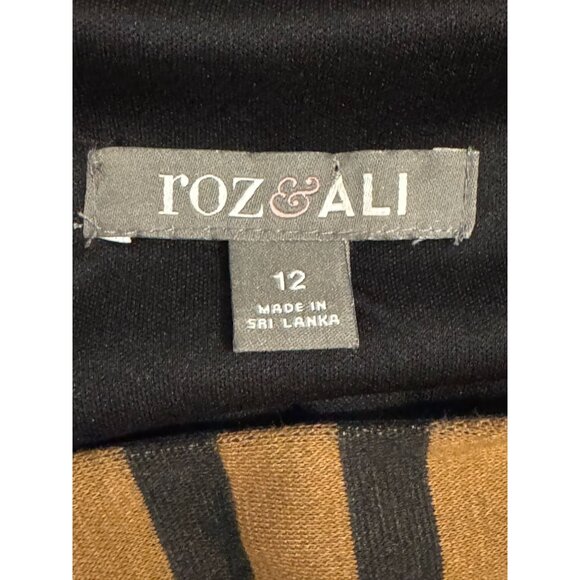 Roz & Ali‎ Brown Black Geometric Print Soft Knit Shift Dress Size 12 Office - Picture 4 of 6